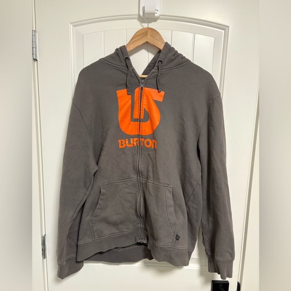 Burton Gray and Orange Men's Hoodie